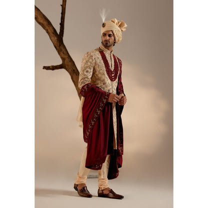 Jatin Malik Pale Gold Sherwani (Set of 5)