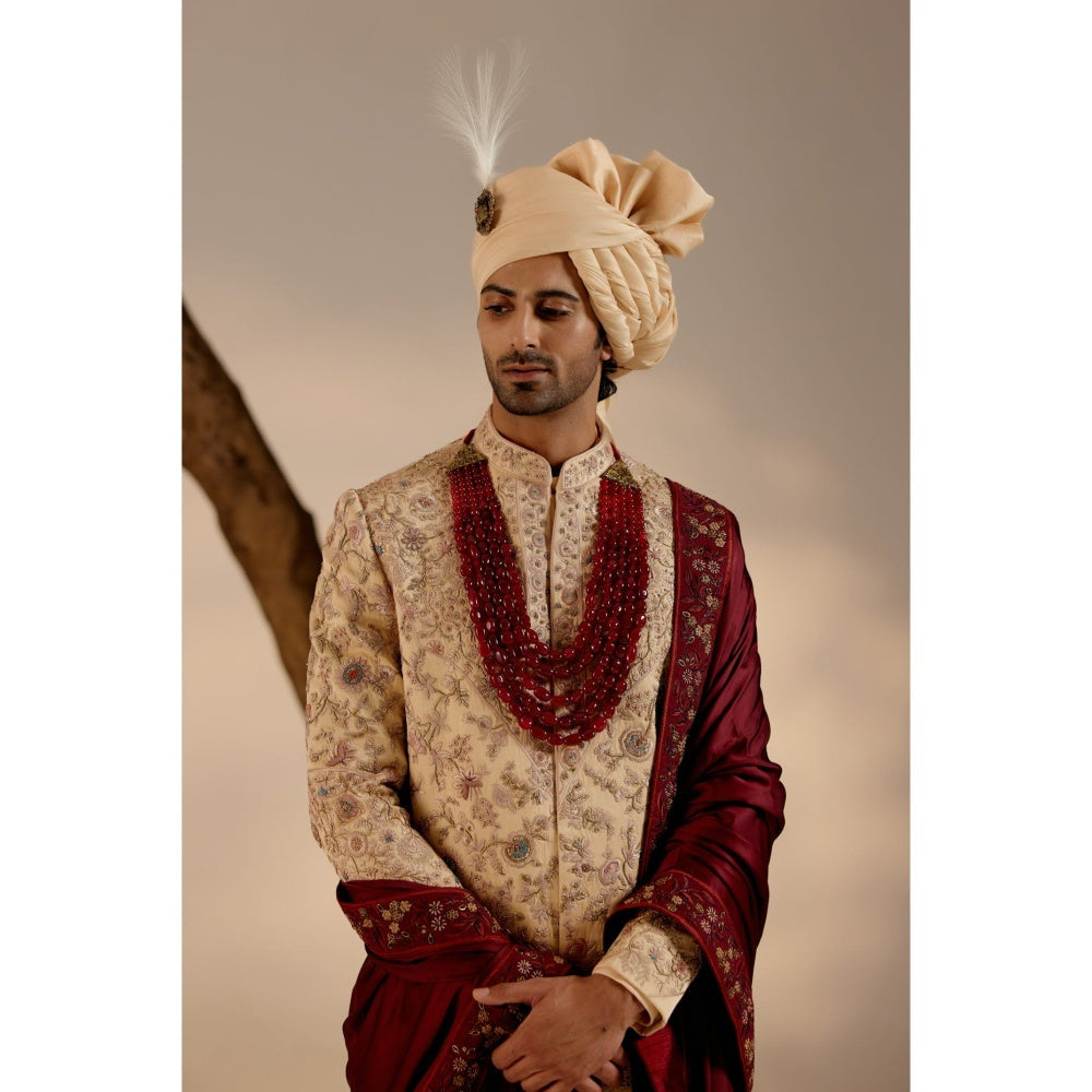 Jatin Malik Pale Gold Sherwani (Set of 5)