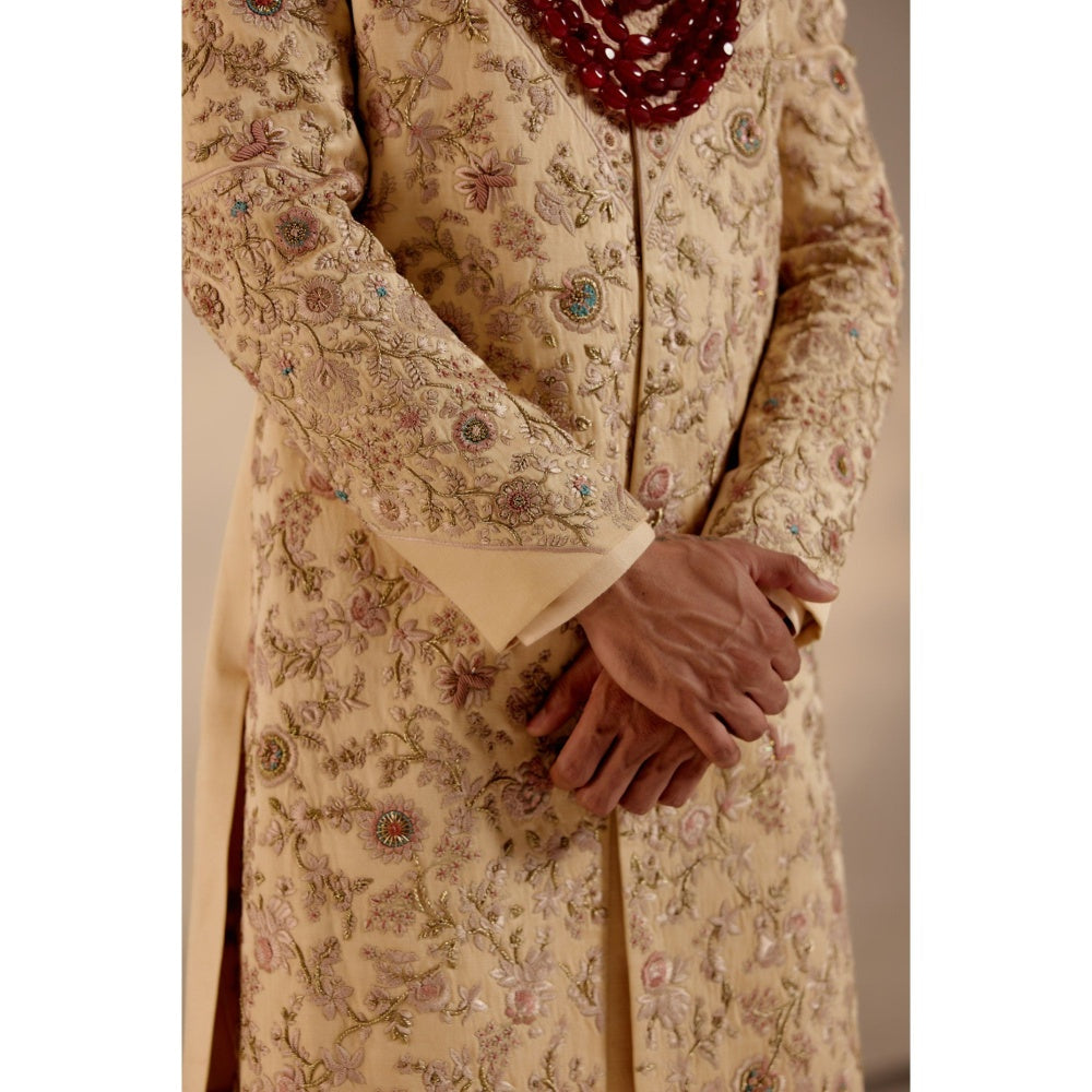 Jatin Malik Pale Gold Sherwani (Set of 5)