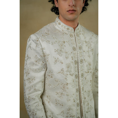 Jatin Malik Gardenia White Sherwani (Set of 3)