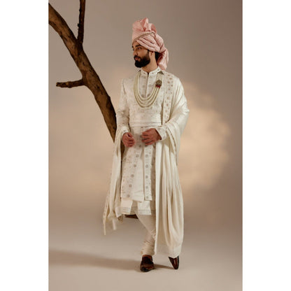 Jatin Malik Gardenia White Sherwani (Set of 6)