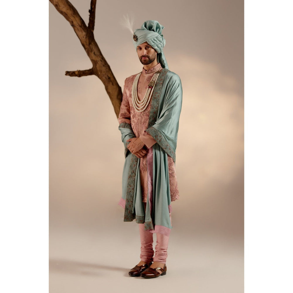 Jatin Malik Orchid Pink Sherwani with Stole & Safa (Set of 5)