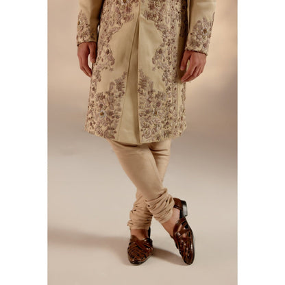 Jatin Malik Sand Ridge Sherwani with Safa (Set of 4)