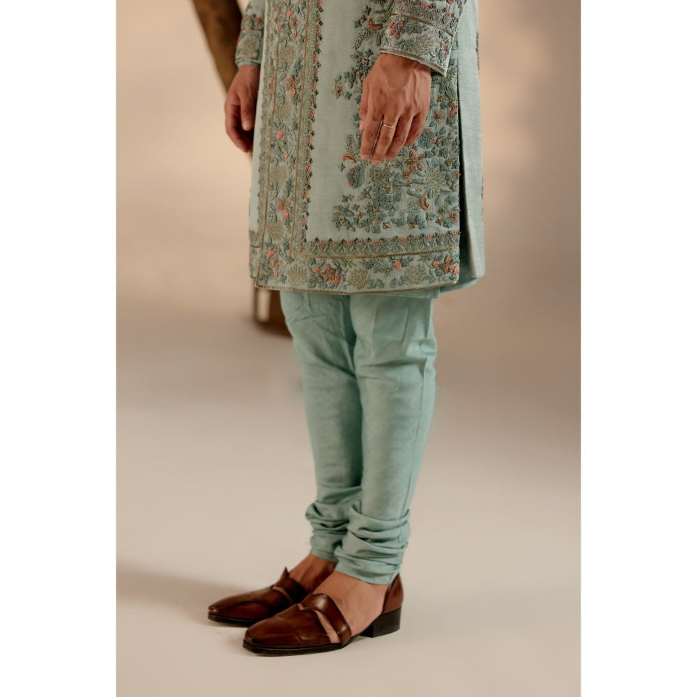 Jatin Malik Chateau Bloom Sherwani with Safa (Set of 4)