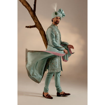 Jatin Malik Chateau Bloom Sherwani with Safa & Stole (Set of 5)