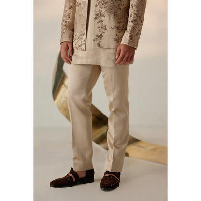 Jatin Malik Sand Grey Short Jacket with Kurta & Trouser (Set of 3)