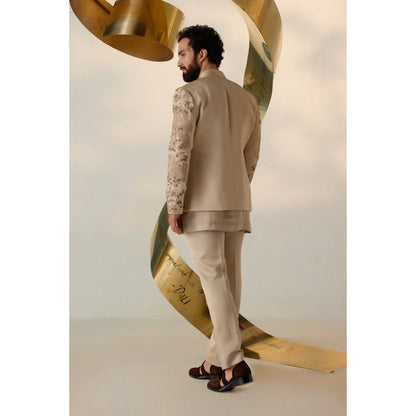 Jatin Malik Sand Grey Short Jacket with Kurta & Trouser (Set of 3)