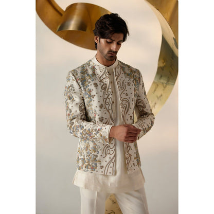 Jatin Malik Eleven Short Jacket with Kurta & Trouser (Set of 3)