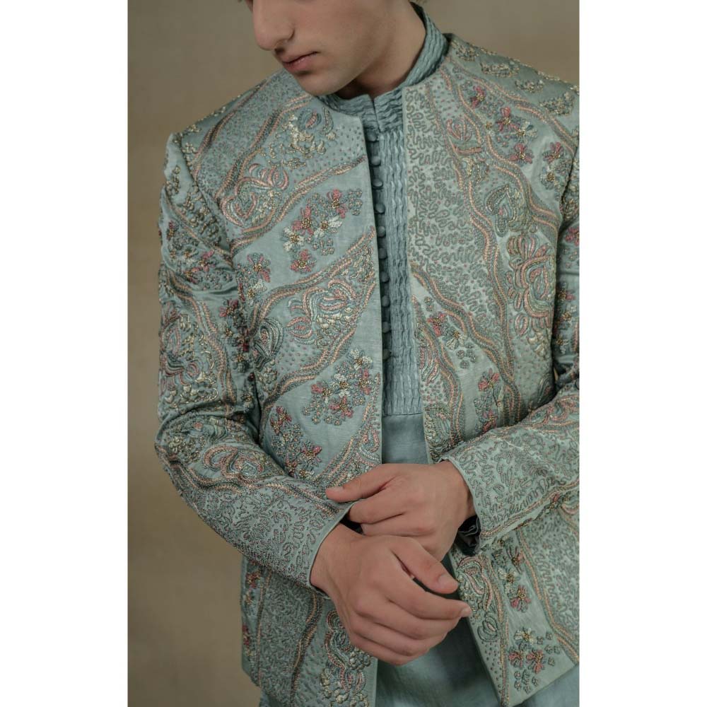 Jatin Malik Chateau Delight Short Jacket with Kurta & Trouser (Set of 3)