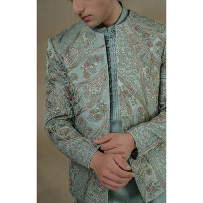 Jatin Malik Chateau Delight Short Jacket with Kurta & Trouser (Set of 3)
