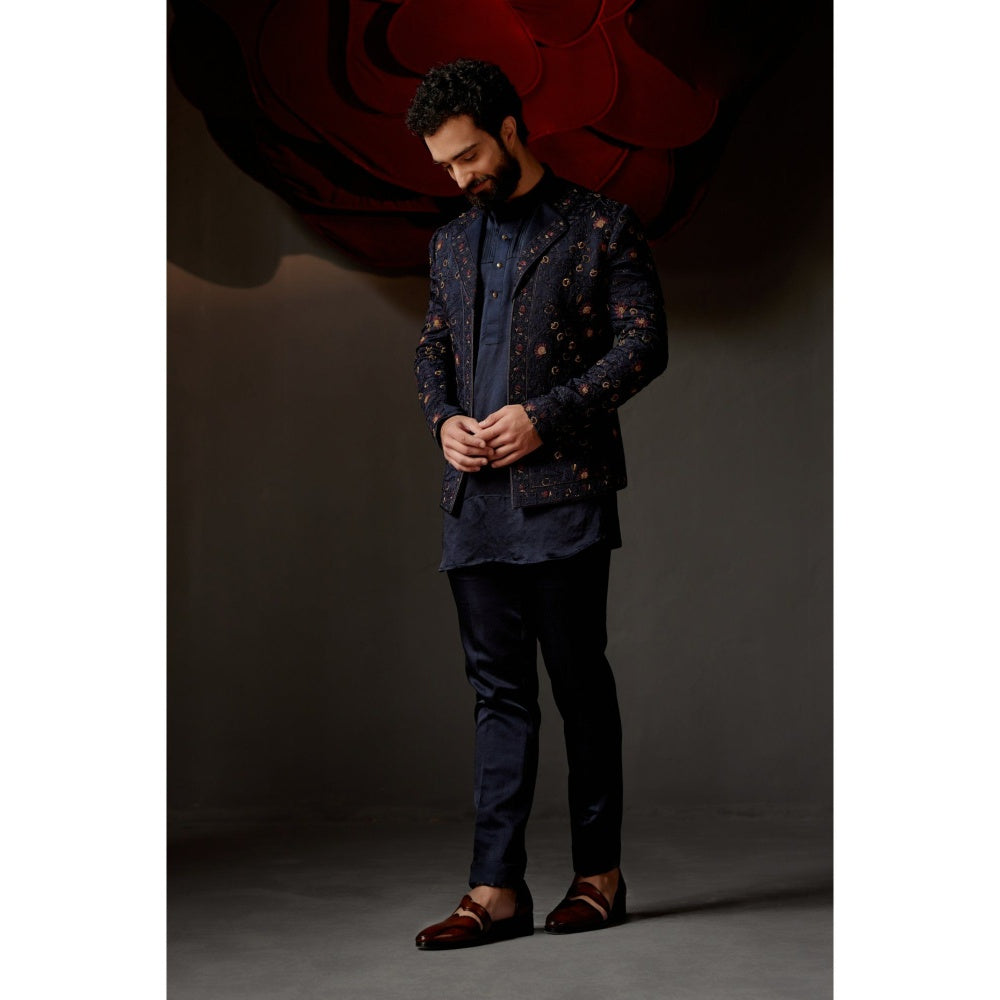 Jatin Malik Midnight Rose Short Jacket with Kurta & Trouser (Set of 3)