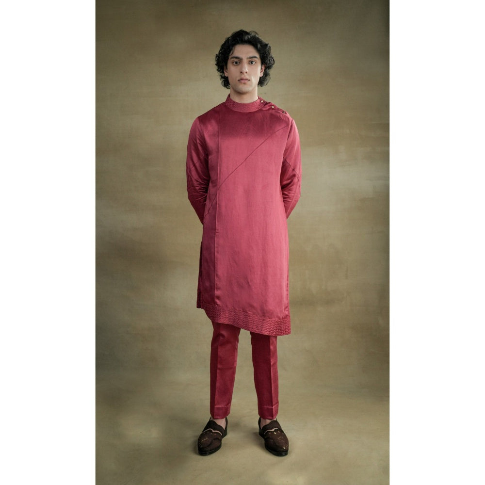 Jatin Malik Scarlet Shrug with Kurta & Trouser (Set of 3)
