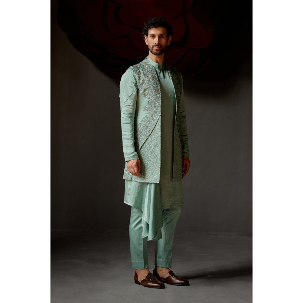 Jatin Malik Smokey Pallid Shrug with Kurta & Trouser (Set of 3)