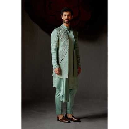 Jatin Malik Smokey Pallid Shrug with Kurta & Trouser (Set of 3)
