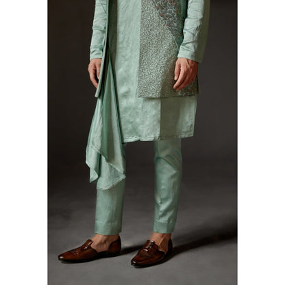 Jatin Malik Smokey Pallid Shrug with Kurta & Trouser (Set of 3)