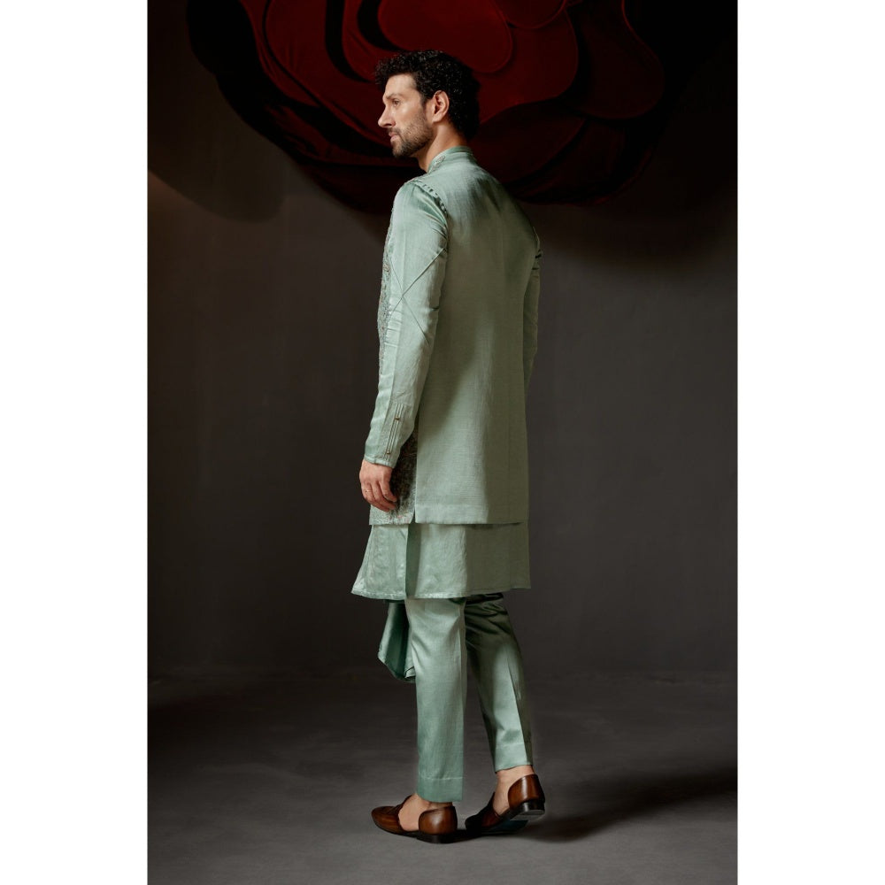 Jatin Malik Smokey Pallid Shrug with Kurta & Trouser (Set of 3)