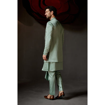 Jatin Malik Smokey Pallid Shrug with Kurta & Trouser (Set of 3)