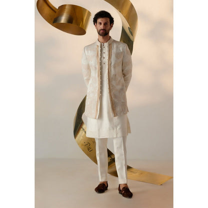 Jatin Malik Dreamy Ivory Bandhgala with Trouser (Set of 2)