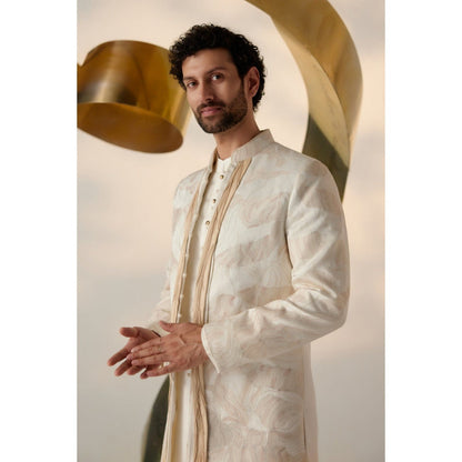 Jatin Malik Dreamy Ivory Bandhgala with Trouser (Set of 2)