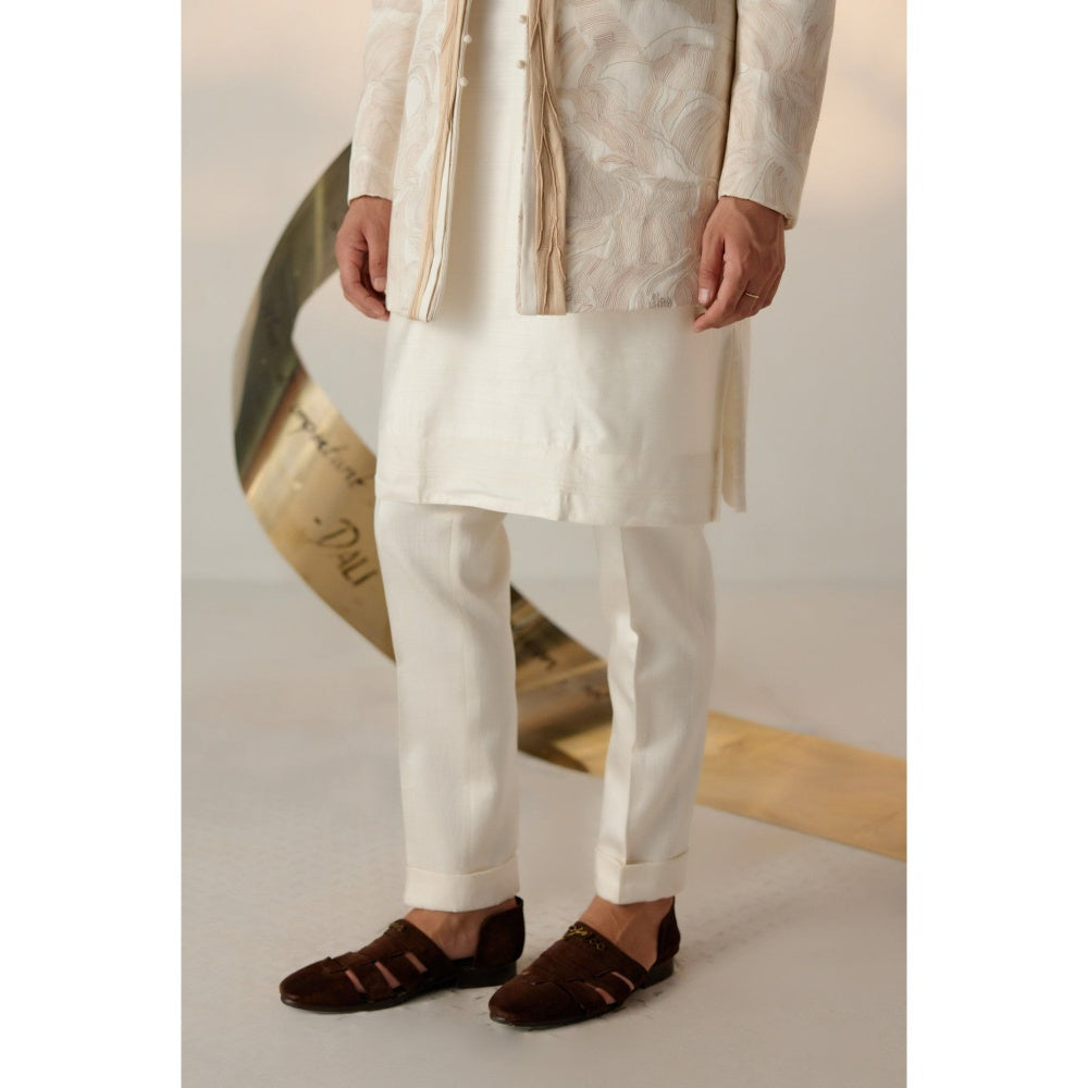 Jatin Malik Dreamy Ivory Bandhgala with Trouser (Set of 2)
