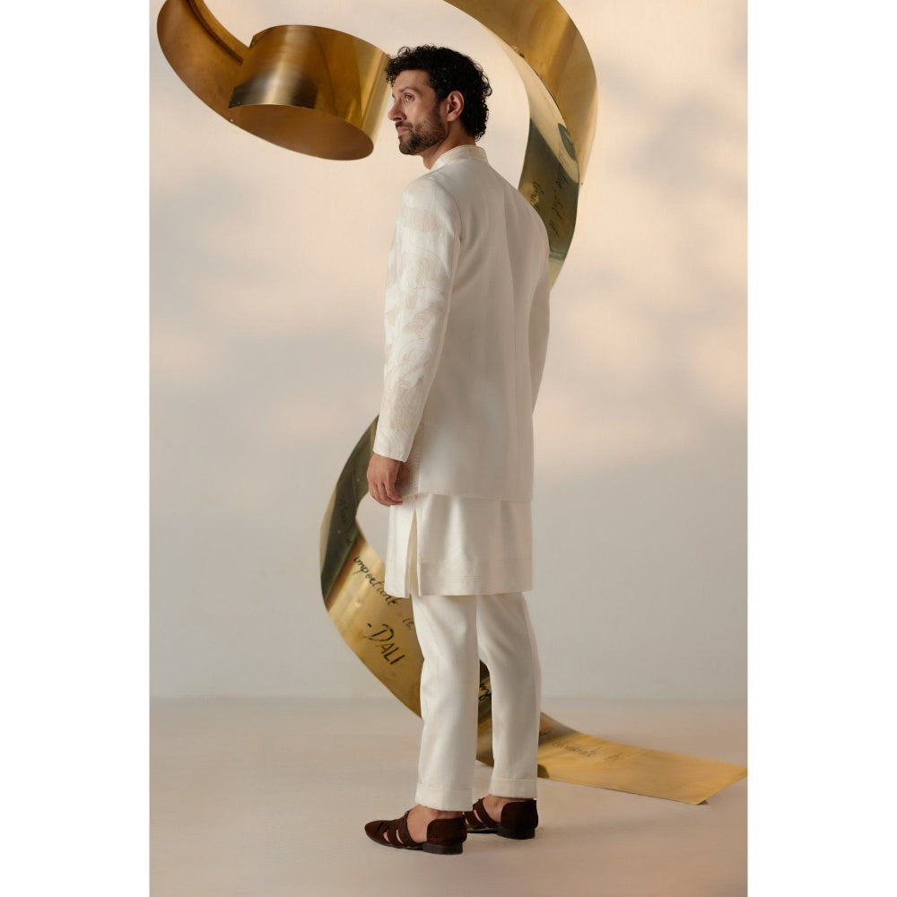 Jatin Malik Dreamy Ivory Bandhgala with Trouser (Set of 2)