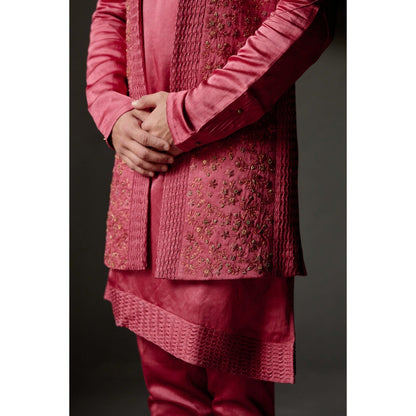 Jatin Malik Scarlet Kurta (Set of 2)