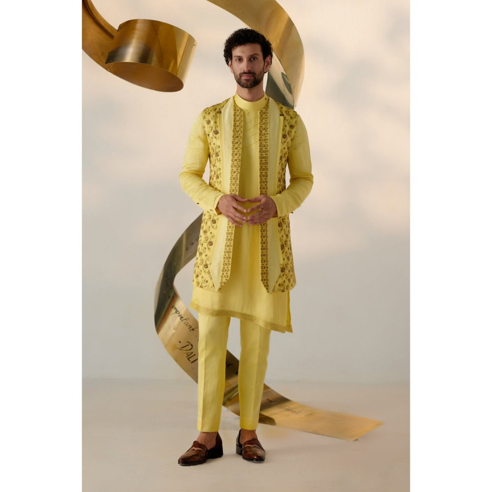 Jatin Malik Lemon Yellow Kurta (Set of 2)