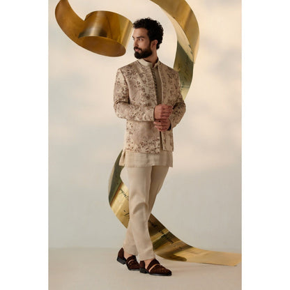 Jatin Malik Sand Beige Short Kurta (Set of 2)