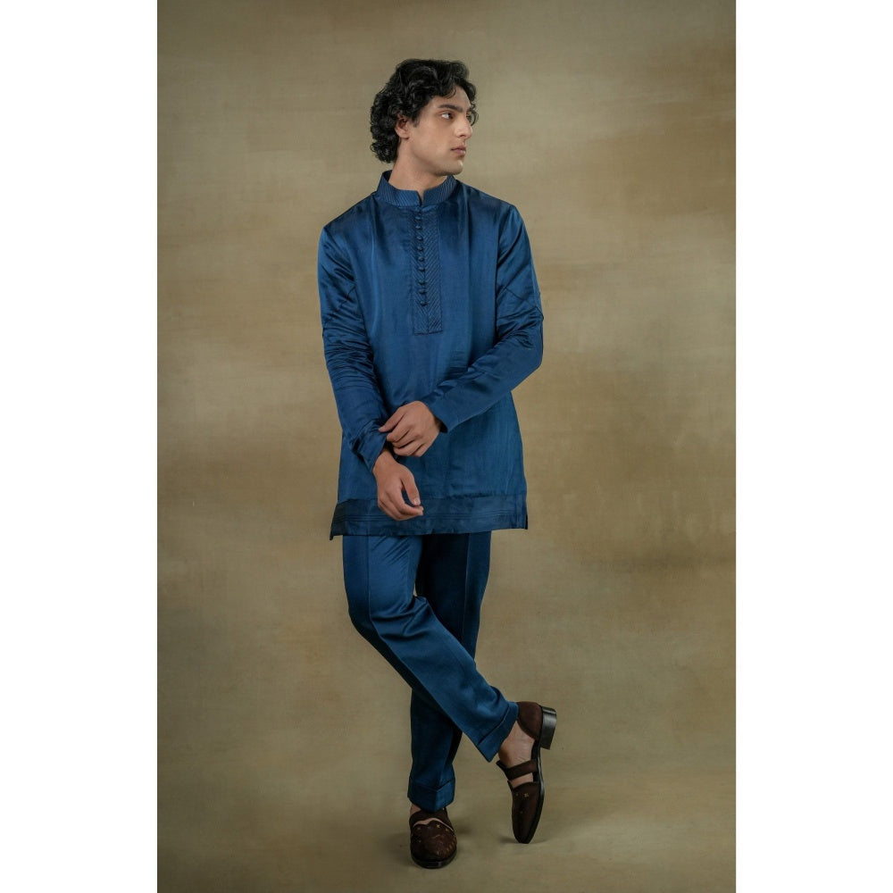 Jatin Malik New Teal Short Kurta (Set of 2)