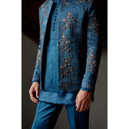 Jatin Malik New Teal Short Kurta (Set of 2)