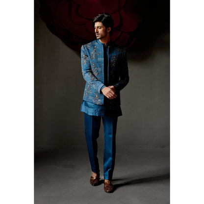 Jatin Malik New Teal Short Kurta (Set of 2)