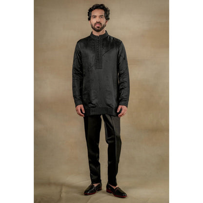 Jatin Malik Black Short Kurta (Set of 2)