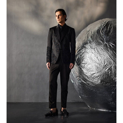 Jatin Malik Dire Black Tuxedo Blazer with Shirt & Trouser (Set of 3)