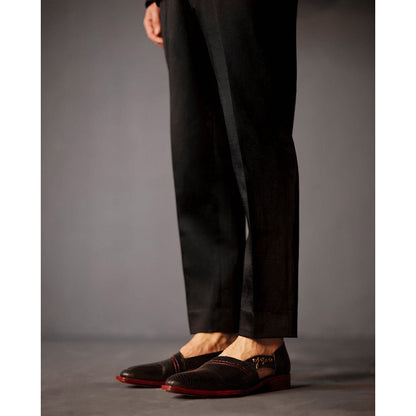 Jatin Malik Pique Black Tuxedo with Shirt & Trouser (Set of 3)