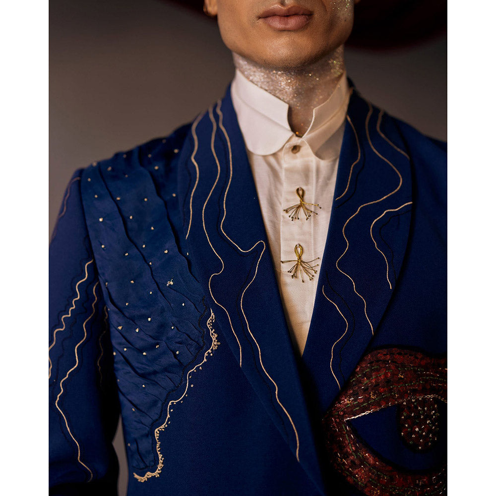 Jatin Malik Dreamy Teal Blazer with Shirt & Trouser (Set of 3)