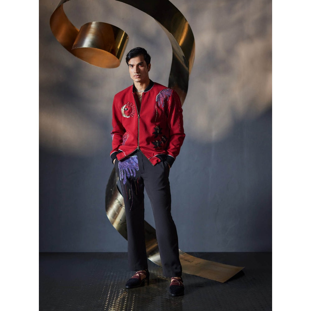 Jatin Malik The Veiled Heart Bomber Jacket with Trouser (Set of 2)