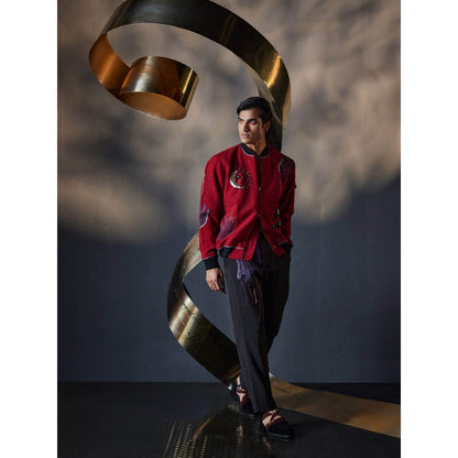 Jatin Malik The Veiled Heart Bomber Jacket with Trouser (Set of 2)