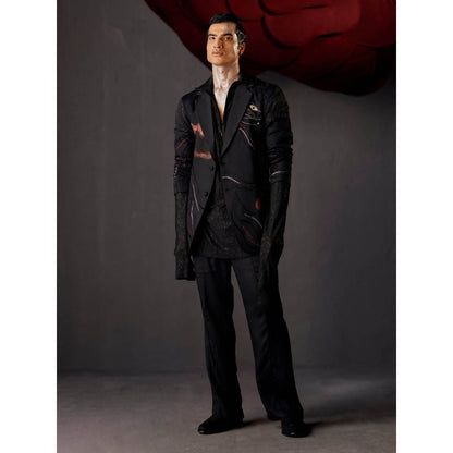 Jatin Malik Poster Blazer with Shirt & Trouser (Set of 3)