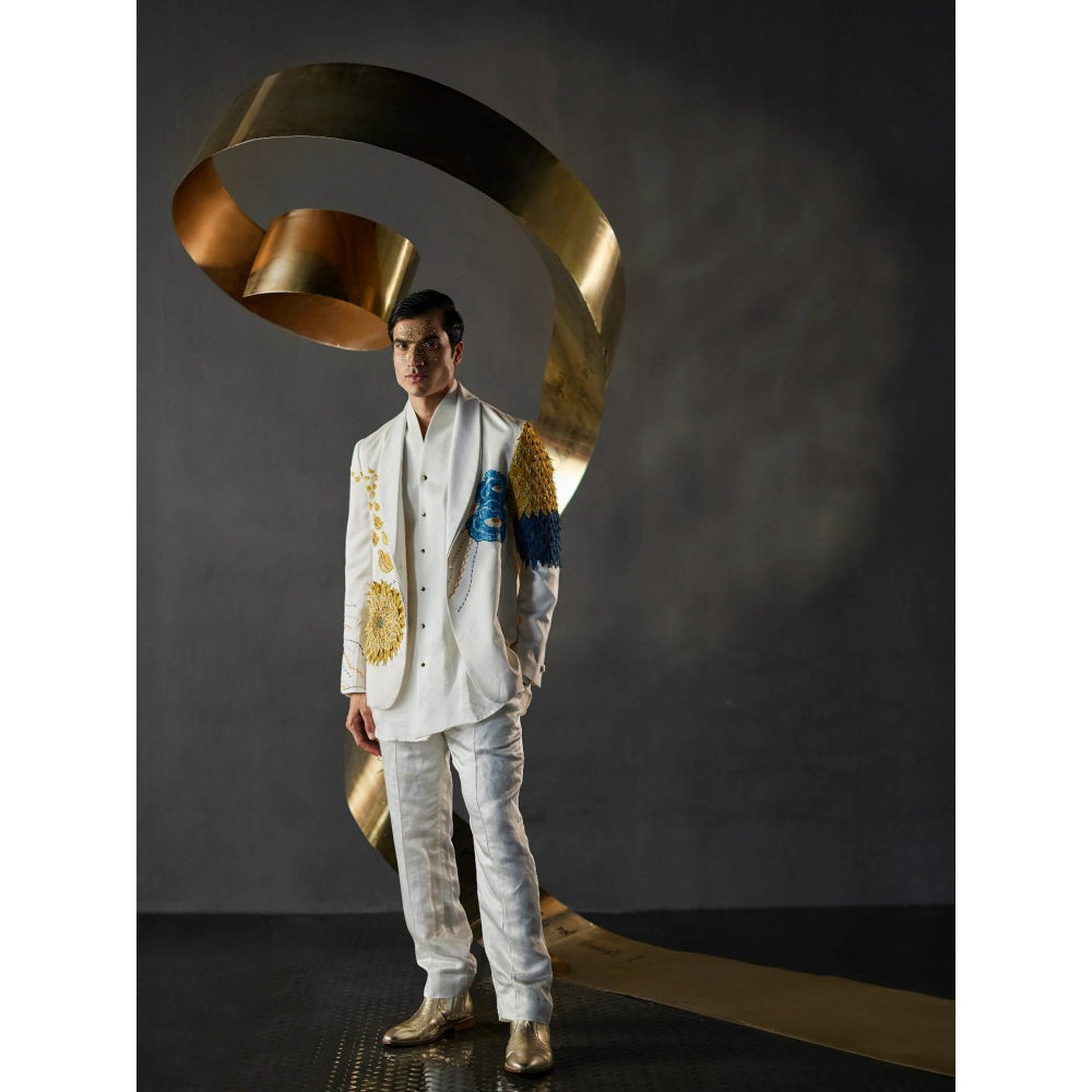 Jatin Malik Petals Gala Blazer with Shirt & Trouser (Set of 3)