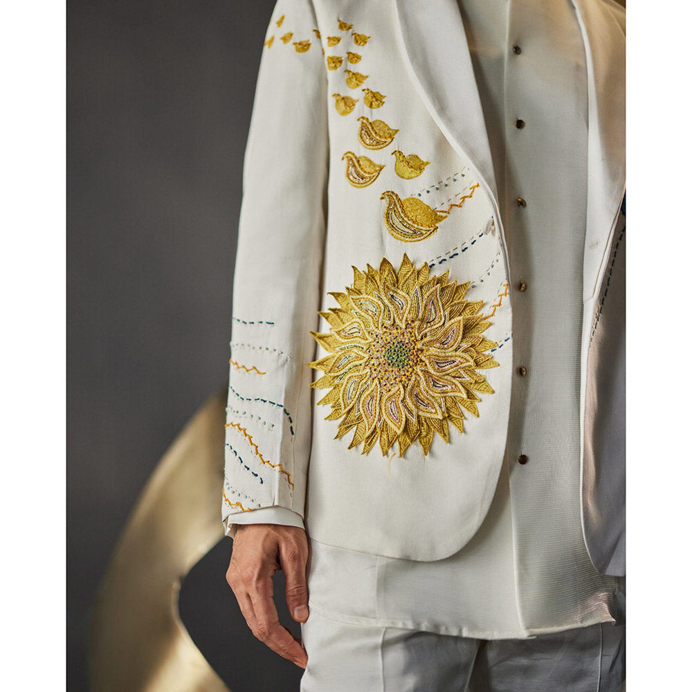 Jatin Malik Petals Gala Blazer with Shirt & Trouser (Set of 3)