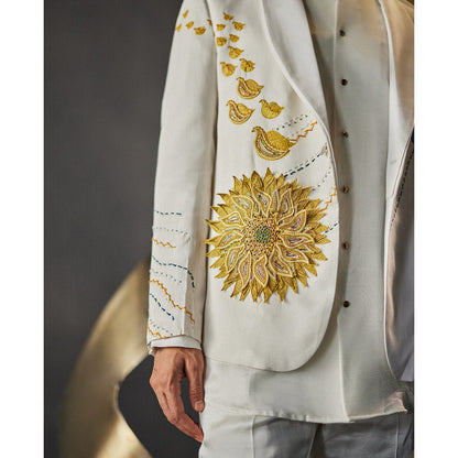 Jatin Malik Petals Gala Blazer with Shirt & Trouser (Set of 3)