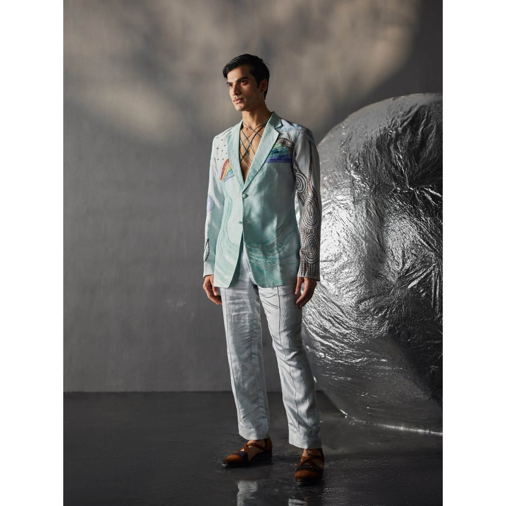 Jatin Malik Rainbowed Overshirt with Trouser (Set of 2)