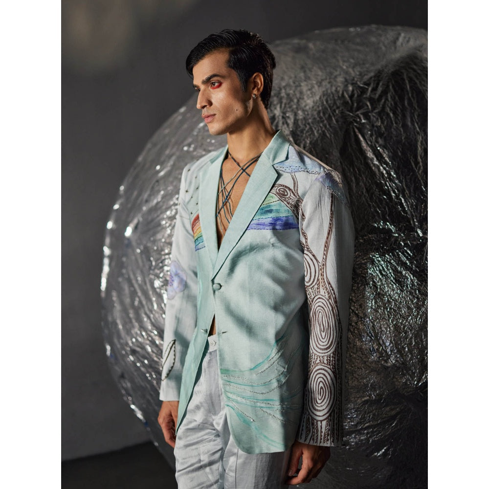 Jatin Malik Rainbowed Overshirt with Trouser (Set of 2)