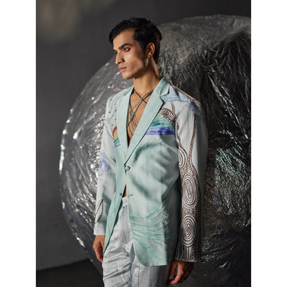 Jatin Malik Rainbowed Overshirt with Trouser (Set of 2)