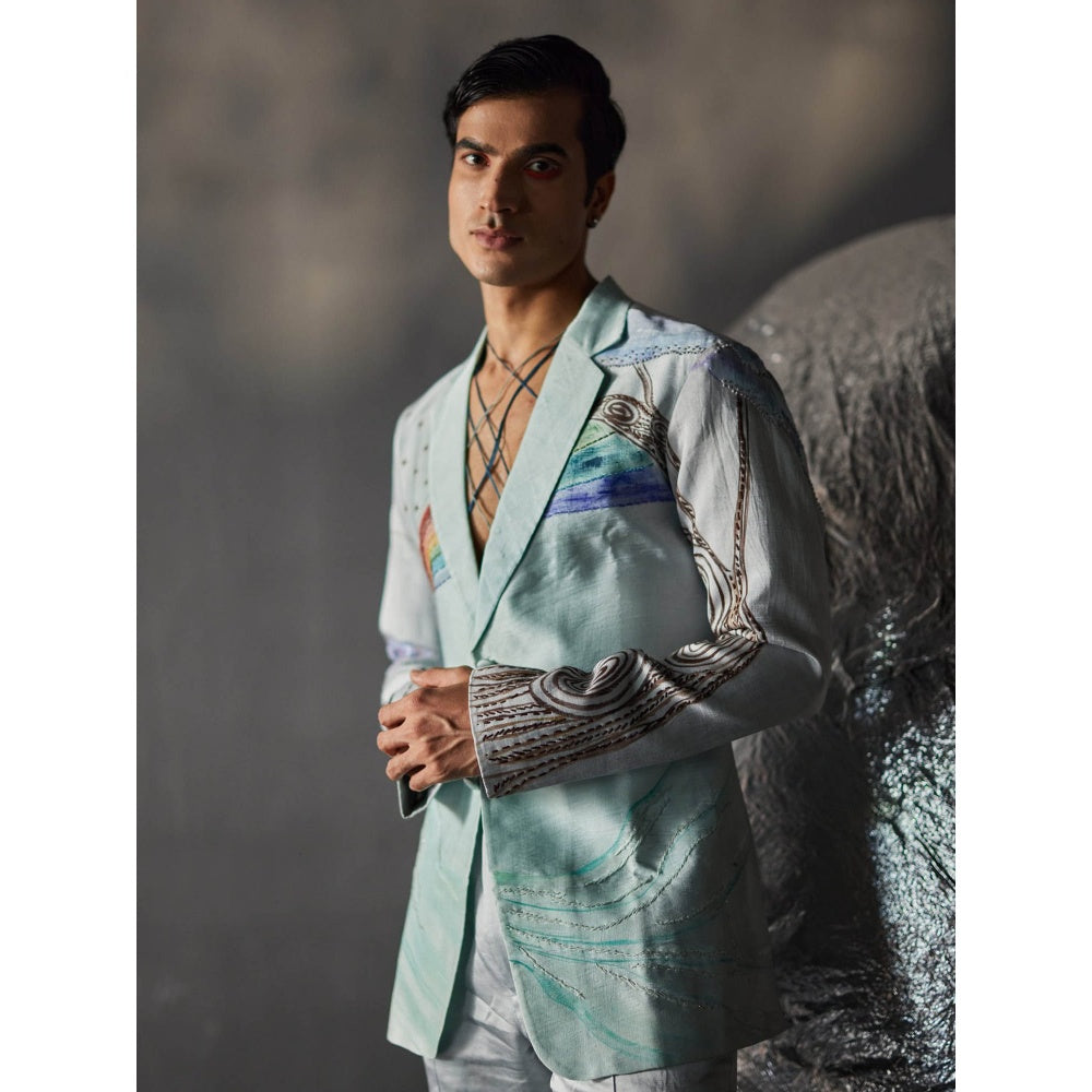 Jatin Malik Rainbowed Overshirt with Trouser (Set of 2)