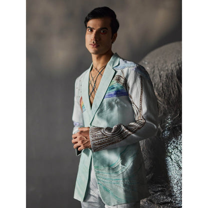 Jatin Malik Rainbowed Overshirt with Trouser (Set of 2)