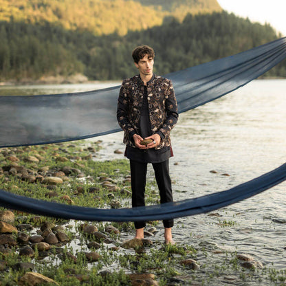 Jatin Malik Midnight Canyon Short Jacket with Kurta and Trouser (Set of 3)