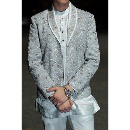 Jatin Malik Iris Bloom Short Jacket with Kurta and Trouser (Set of 3)