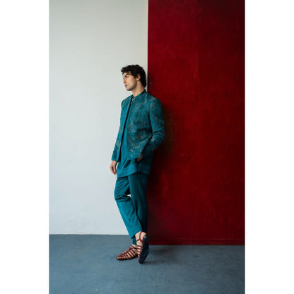 Jatin Malik Jade Tamarisk Short Jacket with Kurta and Trouser (Set of 3)