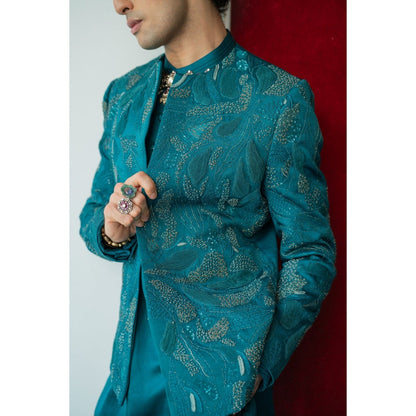 Jatin Malik Jade Tamarisk Short Jacket with Kurta and Trouser (Set of 3)